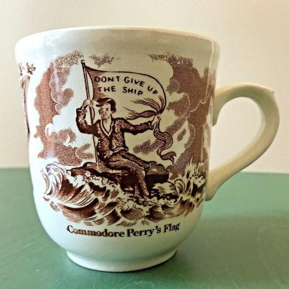 Vintage Commodore Perry's Flag Mug Cup Bowed But Not Beaten England - Picture 1 of 6